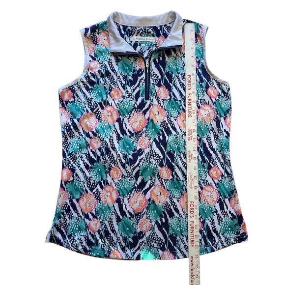 Pebble Beach Performance Sleeveless‎ Golf Top L 1/4 Zip Dry-Luxe Floral Print - Picture 5 of 7